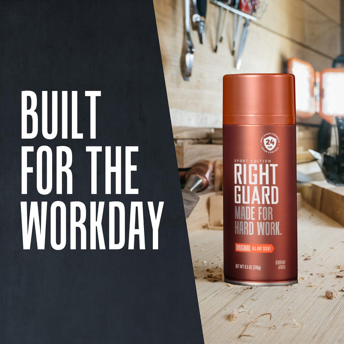 Right Guard Sport Original Scent Deodorant Spray - Aluminum Free Spray Deodorant for Men, 24-Hour Odor Protection, Anti-Stain, & Long-Lasting, 8.5 oz (3 Pack)