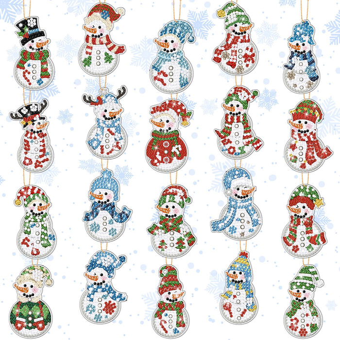 Tondiamo 20 Pcs Christmas Diamond Painting Keychains Snowmen Diamond Painting Keychains 5d DIY Diamond Art Kits Ornaments Diamond Painting Rhinestone Pendant Christmas Hanging Diamond Art for Kids