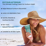 EEZYSUN AfterSun Cooling Cream | Vegan AfterSun Care with Aloe Vera, Tea Tree Oil, & Chamomile to Soothe, Hydrate, & Repair Sunburn | Dermatologically Tested 3.3 FL OZ