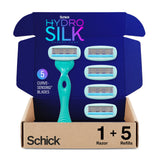 Schick Hydro Silk Sensitive Women's Razor | 5-Blade Razors for Women Sensitive Skin | Womens Razors Sensitive Skin | 1 Handle & 5 Razor Blade Refills