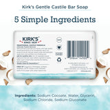 Kirk's Castile Bar Soap Clean Soap for Men, Women & Children | Premium Coconut Oil | Sensitive Skin Formula, Vegan | Fragrance-Free/Unscented | 4 oz. Bars - 24 Pack