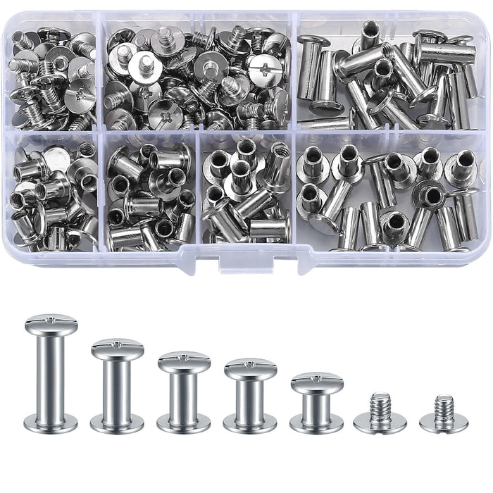 160 Pcs Chicago Screws and Extention Posts, Chicago Scrapbook Extension Posts and Screws, M4 M5 Photo Albums Book Phillips Binding Screws and Posts for Leather Saddles Purses Belt Scrapbook