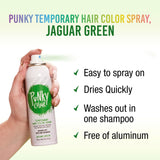 Punky, Temporary Hair Color Spray, Jaguar Green, Non-Sticky, Non-Damaging Hair Dye Instant Vivid Hair Color, 3.5 oz, 1 Pack