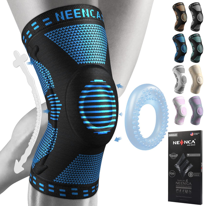 Knee Brace with Patella Gel Pad for Pain Relief, ACL/PCL Support - By NEENCA