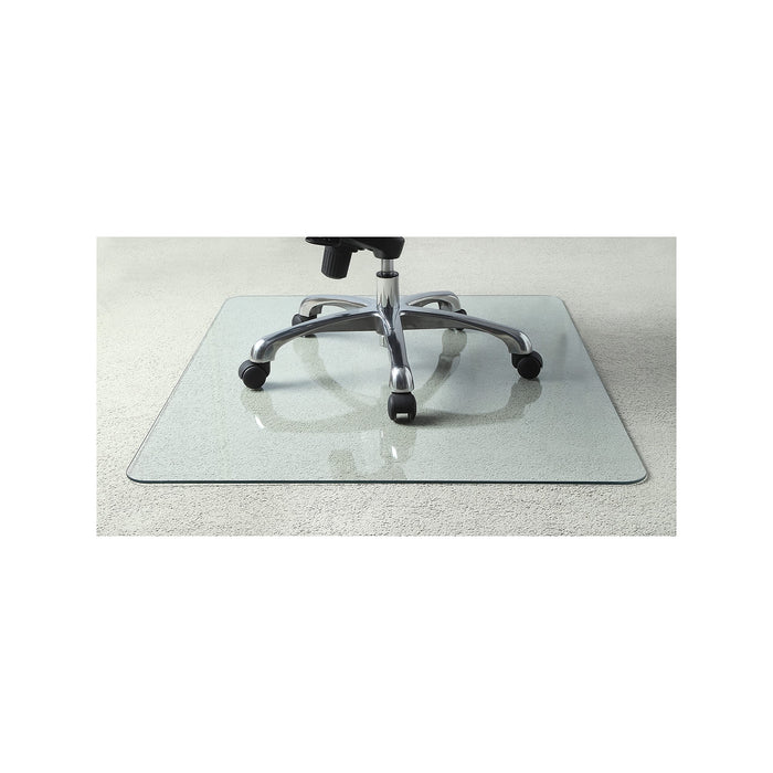 Lorell Tempered Glass Chairmat, 46" Width x 36" Depth x 0.25" Thickness, Clear, 1 Each