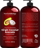 New York Biology Apple Cider Vinegar Shampoo and Coconut Avocado Oil Conditioner Set - Helps Restore Shine, Hair Gloss and Hydration for Dry Hair & Itchy Scalp - Clarifying & Nourishing - 16.9 Fl Oz