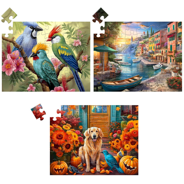 3 Pack 48 Piece Jigsaw Puzzle for Seniors Dementia Puzzles for Elderly Large Piece Puzzle for Seniors Dog Bird Dementia Alzheimer's Products Activities for Seniors Nursing Home Gift 15.7 * 11.8IN