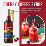 Torani Sugar Free Cherry Syrup for Coffee 25.4 Ounces Coffee Syrups and Flavors with Jimoco Pump Syrup Dispenser