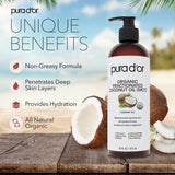 PURA D'OR 16 Oz ORGANIC Fractionated Coconut Oil - MCT Oil - 100% Pure & Natural USDA Certified Cold Pressed Carrier Oil - Unscented, Hexane Free Moisturizer For Face, Skin & Hair Tonic - Men & Women