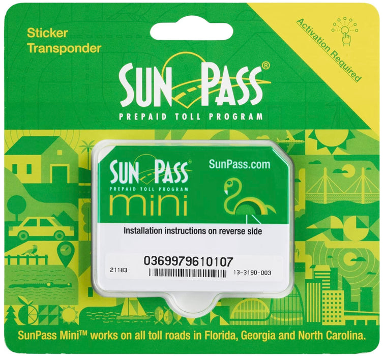 Transponder Direct SunPass Mini Sticker for Florida Toll, w/Registration Holder - New Version