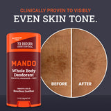 Mando Whole Body Deodorant For Men - Smooth Solid Stick - 72 Hour Odor Control - Aluminum Free, Baking Soda Free, Skin Safe - 2.6 Ounce (Pack of 2) - Bourbon Leather