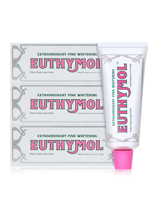 EUTHYMOL Whitening Toothpaste (3.7fl oz*3, Pack of 3) - Stain Removal in 2 Weeks, Long-Lasting Freshness for Sensitive Gum & Teeth. Bad Breath, Cavity Prevention. Recyclable Aluminum Tube