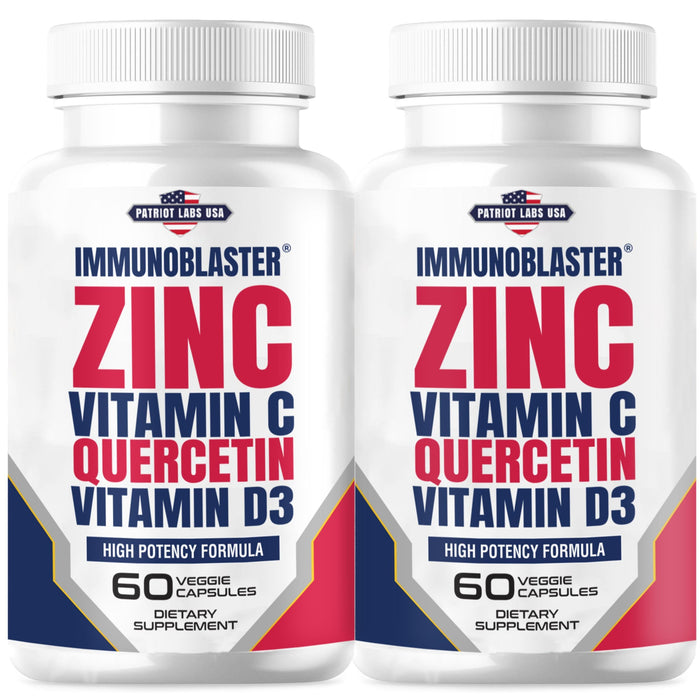 2-Pack ImmunoBlaster Zinc & Quercetin Supplement – Antioxidant Support with Vitamin D & C – 120 Capsules (Twin Pack) – Non-GMO, Gluten-Free