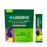 Liquid I.V.® Hydration Multiplier +Energy - BlackBerry Peach | Electrolyte Powder Drink Mix | 1 Pack (14 Servings)