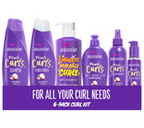 Aussie Miracle Curls Collection: Shampoo, Conditioner, Deep Conditioner, Spray Gel, Detangling Milk, and Oil Hair Treatment (6 Piece Set)