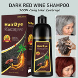 Fvquhvo Dark Red Wine Instant Hair Color Shampoo for Gray Hair - Herbal Hair Dye Shampoo 3 in 1 for Women Men,16.90 Fl Oz Color Shampoo Hair Dye,Long Lasting Red Hair Shampoo(Dark Red Wine)