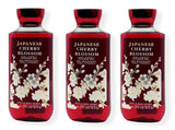 Japanese Cherry Blossom Shower Gel Body Wash - Set of THREE (3) bottles (10 oz ea) -- Bath & Body Works Signature Collection