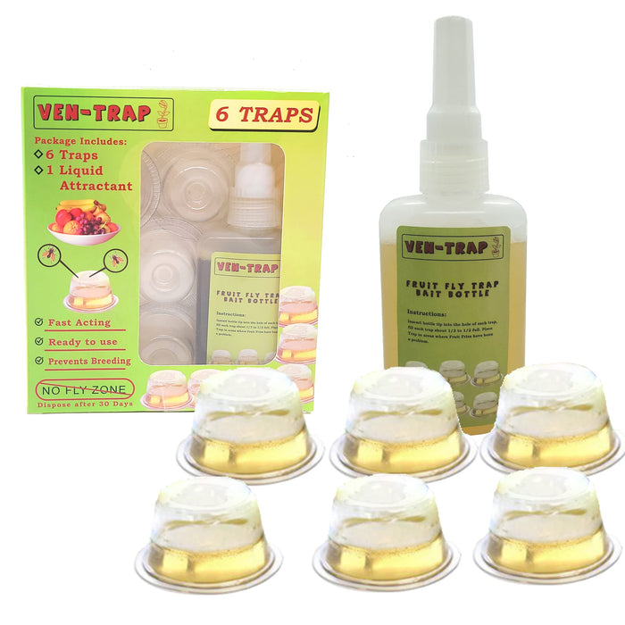 6 Pack Fruit Fly Trap | No Insecticides or Odor, Eco Friendly, Also Catch gnats