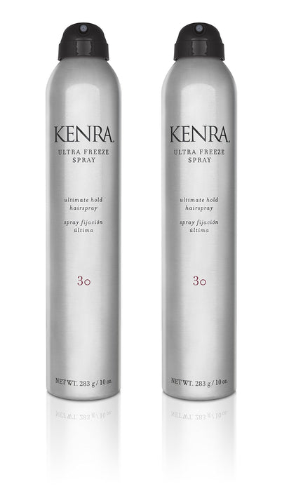 Kenra Ultra Freeze Spray 30 | Ultimate Hold Hairspray | Long-Lasting, Ultra-Firm Hold |Fast-Drying Formula| Provides Humidity Resistance |High Shine, Flake-Free Finish |All Hair Types | 10 oz (2-Pack)