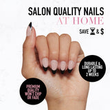 Glamnetic Press On Nails - Caviar | Semi-Transparent, Short Almond Nails, Reusable | 15 Sizes - 30 Nail Kit with Glue