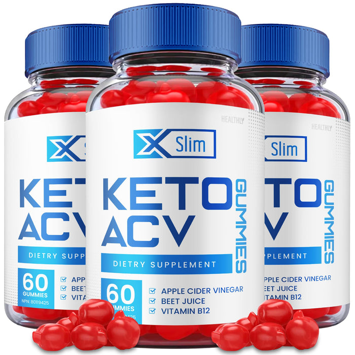 (3 Pack) Xslim Keto Acv Gummies, Xslim Keto Gummies, X Slim Keto Acv Gummies Weight Apple Loss Cider Apple Cider Vinegar Gummy Avc Xslim Keto Plus Acv Gummies, Vitamin B12, Beet Root (180 Gummies)