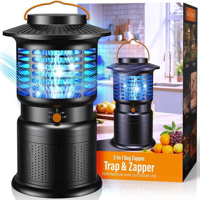 Sayneep Cordless Bug Zapper Outdoor, Rechargeable Mosquito Zapper with 10,000mAh Battery & Dual Zap + Suction Trap | Quiet, Waterproof Electric Fly Zapper for Patio, Bedroom, Kitchen