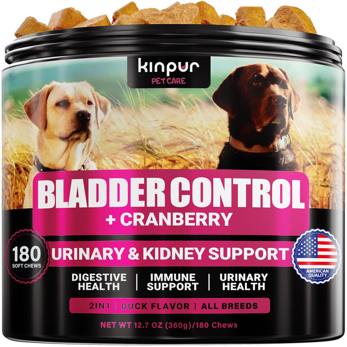 180 Cranberry Chews - Dog Cranberry Supplement - Natural Aid for Urinary Tract, Bladder, Kidney Health - Immune Support for Dogs of All Ages and Breeds - American Quality - Duck Flavor