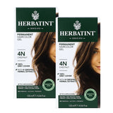 Herbatint Permanent Haircolor Gel, 4N Chestnut, Alcohol Free, Vegan, 100% Grey Coverage - 4.56 oz - 2 Pack