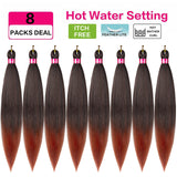 FAYETA Ombre Pre Stretched Braiding Hair, 28''-8 packs Silky Color Blend Braid Hair Extensions, 100% Kanekalon Synthetic Crochet Hair Braids, Yaki Texture Hair Braiding (32''-pack of 8, 1b/350)