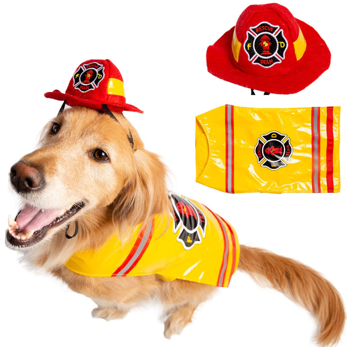 Pet Krewe X-Large Dog Firefighter Costume -Funny Halloween Pet Fireman Outfit Costumes for Fits Small, Medium, Large & Extra Large Pets - Perfect for Halloween, Christmas Holiday, Parties, Photoshoots