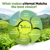 UVERNAL Organic Matcha Green Tea Powder - 100% Pure Matcha for Smoothies Latte and Baking Easy to Mix - 4oz