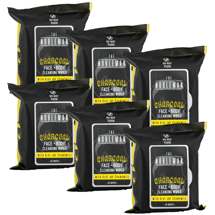 The Nobleman Cleansing Wipes 6 Pack (180 ct., Charcoal)