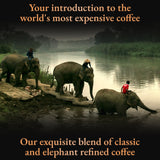 BLACK IVORY COFFEE Mahout's Blend - An Exquisite Blend of The World's Most Expensive Coffee, Elephant Refined Low Acid Coffee and Medium Roast Arabica Coffee Beans, Luxury Coffee Lovers Gifts