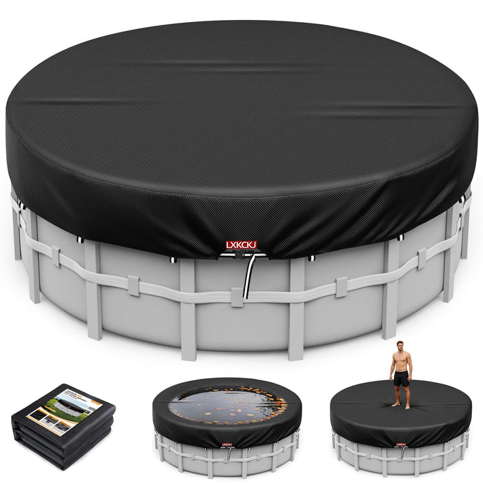 LXKCKJ 9 Ft Round Pool Cover, Solar Covers for Above Ground Pools, Stock Tank Pool Cover Protector with Accessories, Round Hot Tub Covers Ideal for Waterproof and Dustproof (Black)