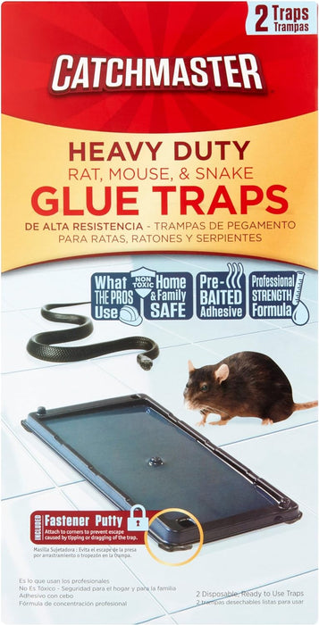 CATCHMASTER Rat Mouse & Snake 2 Heavy Duty Glue Traps Catch Trap Rodents