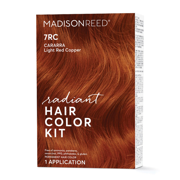 Madison Reed Radiant Hair Color Kit, Light Red Copper for 100% Gray Coverage, Ammonia-Free, 7RC Carrara Crimson, Permanent Hair Dye, Pack of 1