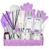 LILY ROY Mothers Day Lavender Spa Gifts for Women Bath and Body Gift Set for Women Spa Bath Gift Basket Set Works Spa Kit for Spa Bath Gift Set for Valentine Christmas Birthday Gifts for Women