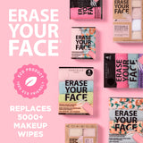 ERASE YOUR FACE Erase Your Face Make Up Removing Cloths, black, blue, pink, purple (8 count)