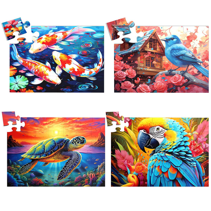 4 Packs Large Piece Puzzle for Seniors, Dementia Puzzles for Elderly Adults, Alzheimer’s Jigsaw Puzzles Products Activities Memory Cognitive Game Gifts for Seniors, 4 Storage Bag (2 x 16 & 2 x 35)