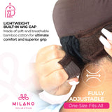 MILANO COLLECTION Wig Grip Cap for Women | Stocking Dome Cap with Built In Elastic Velcro Headband | Non Slip Wig Gripper Accessories for Keeping Wigs Lace Front In Place, Chocolate Brown, 1 Pack