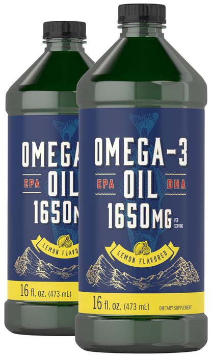 Carlyle Omega 3 Fish Oil | 1650mg | 32 fl oz (2 x 16oz Bottles) | Lemon Flavor | Non-GMO & Gluten Free Supplement