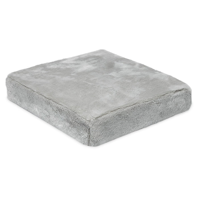 Milliard Memory Foam Seat Cushion Chair Pad 18 x 16 x 3in. with Washable Cover, for Relief and Comfort (Grey Faux Fur)