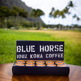 Blue Horse 100% Kona Coffee Pods- Medium Roast, 10ct Single Serve Pods - Compatible with K Cups 2.0 - Farm-fresh Kona Coffee Pods Arabica Beans from the Big Island of Hawaii