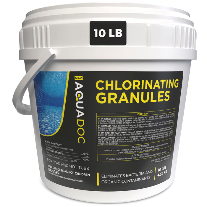 AquaDoc Hot Tub Chlorine Granules - 10 lb - Quick Dissolving Spa Chlorine for Hot Tub Sanitizer - Made in the USA
