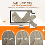 Full Shine Clip in Human Hair Extensions Highlights Blonde 20 Inch Long Ash Blonde Clip in Hair Extensions Mix 613 Blonde Pu Clip in Extensions Real Human Hair Double Weft 8 Pcs 120 Grams