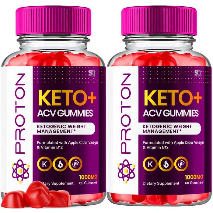 (2 Pack) Proton Protein Keto ACV Gummies Advanced Weight Loss 1000 MG, Proton Keto ACV Gummies Keto + ACV Apple Cider Vinegar Supplement Pure Proton Keto+ACV Vitamin B12 B6 Beet Root (120 Gummies)