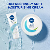 NIVEA Soft Moisturising Cream (300ml), A Moisturising Cream for Face, Body and Hands with Vitamin E and Jojoba Oil, Hand Cream Moisturises Deeply, All-Purpose Day Cream