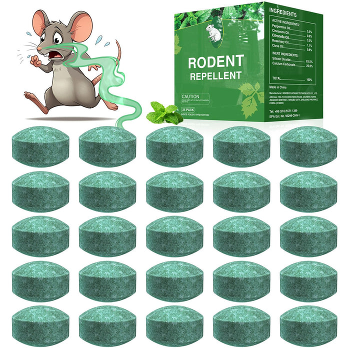 Mouse Rodent Repellent,25 Pack Peppermint Oil Mouse Traps for Rat Mice, Ant, Roach, Spider, Squirrel, Nature Mouse Deterrent for Indoor Outdoor Use, for Garden & Home, Family & Pet Safe GR