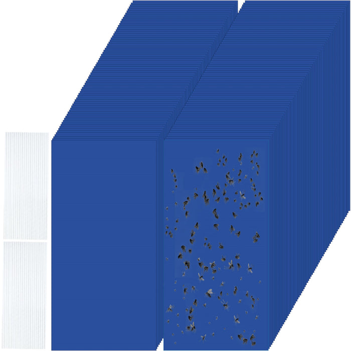 Qualirey 100 Pcs Double Sided Sticky Traps for Flying Plant Insect Like White Flies Aphids 7.87 x 3.9 Inch Sticky Gnat Traps Killer Fruit Fly Traps for Indoor Outdoor Including Twist Ties (Blue)