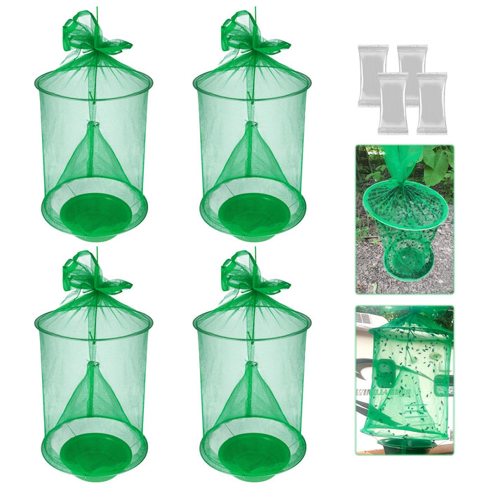 4 Pack Ranch Fly Trap, Farm/Orchard Fly Trap, Reusable Fly Traps Outdoor, Fly Catcher Killer, Effective Trap for Horse Stable